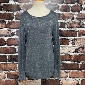 Halogen Sweater Pewter Silver Metallic Sparkle Halter Neck Size Medium